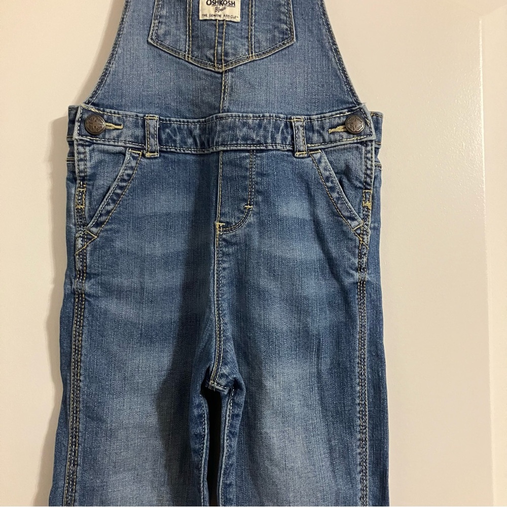 OshKosh denim overalls adjustable straps metal hardware vestbak Girls 4T - Picture 3 of 10